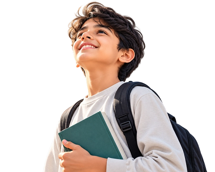 Student holding a phone with the Vindaura app